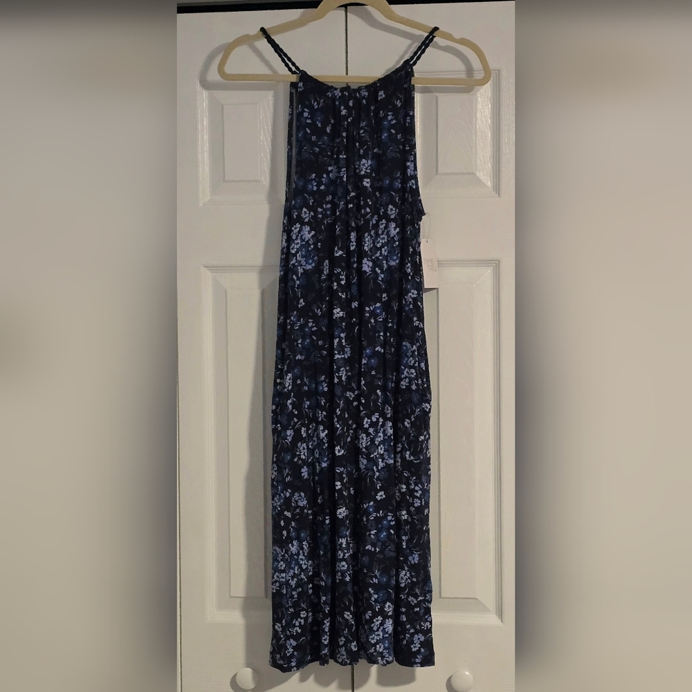 Navy Floral Midi Dress
